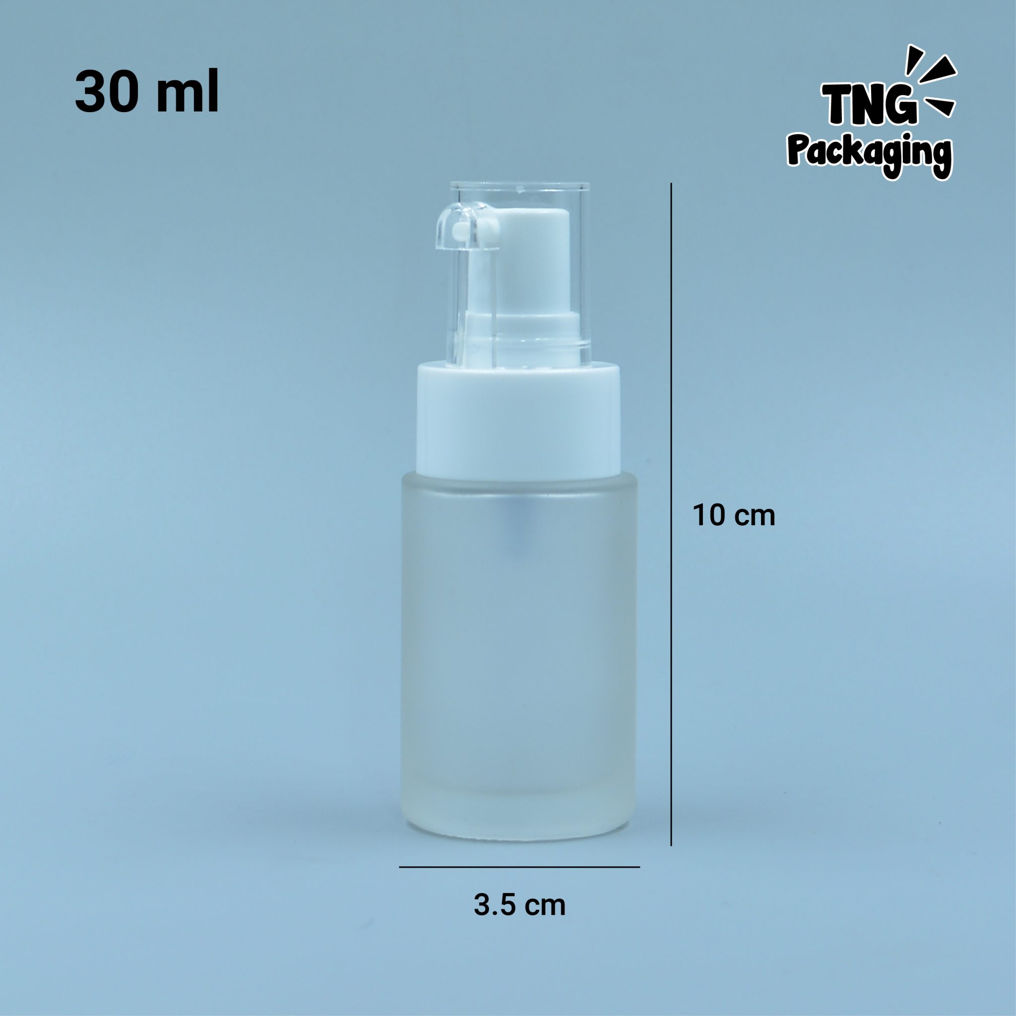 Botol Pump Kaca Tutup Bening 30ml TNG Packaging Kemasan Skincare